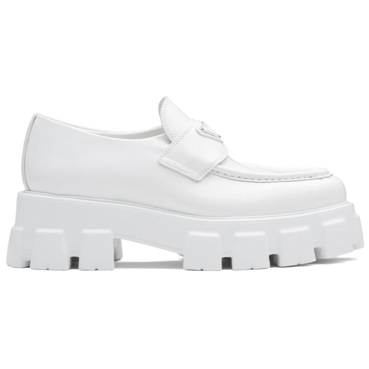 (W) Prada Brushed Leather Pointy Monolith Loafers 'White' 圖 2
