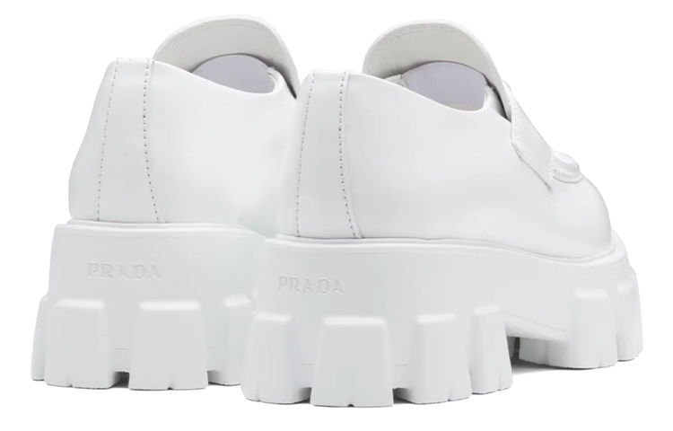 (W) Prada Brushed Leather Pointy Monolith Loafers 'White' 圖 4