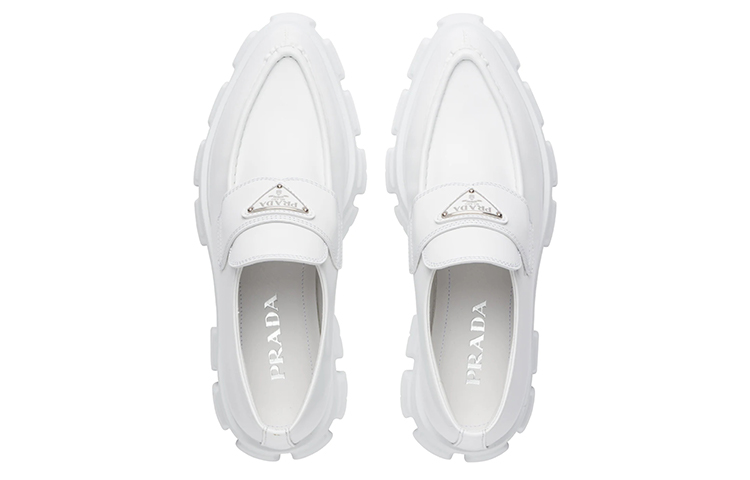 (W) Prada Brushed Leather Pointy Monolith Loafers 'White' 圖 5