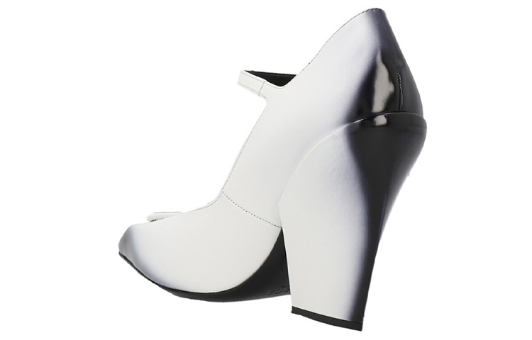 Shop (W) Prada Kasut Tumit Kulit Berkilat 'Putih Hitam Ombre' 1I982M_055_F0009_F_A095