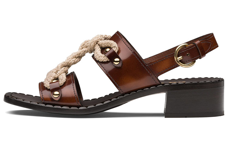 (Women) Prada Brushed Leather Sandals 'Brown' 1X190M_P39_F0005_F_A040
