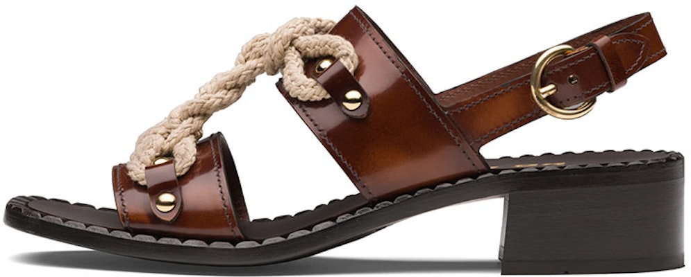 (Women) Prada Brushed Leather Sandals 'Brown' 1X190M_P39_F0005_F_A040 Buy (Women) Prada Brushed Leather Sandals 'Brown' 1X190M_P39_F0005_F_A040