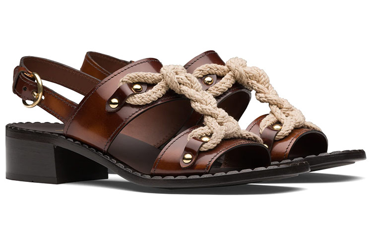 Order (W) Prada Geborsteld Leren Sandalen ''Bruin'' 1X190M_P39_F0005_F_A040