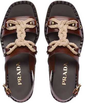 (Women) Prada Brushed Leather Sandals 'Brown' 1X190M_P39_F0005_F_A040 Shop (Women) Prada Brushed Leather Sandals 'Brown' 1X190M_P39_F0005_F_A040