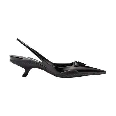 (W) Prada Brushed Leather Slingback Pumps 'Black'