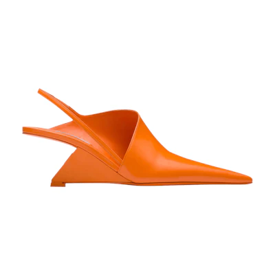 (W) Prada Brushed Leather Slingback Pumps 'Orange'