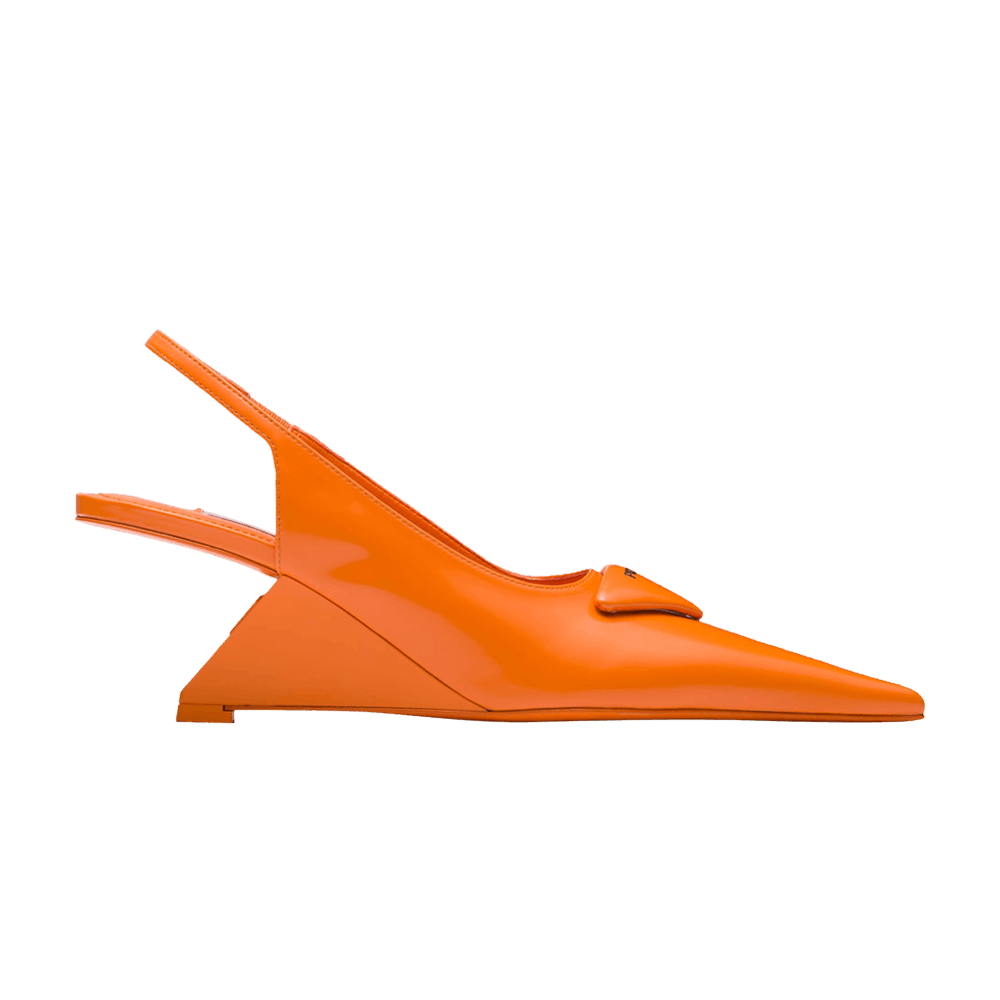 (W) Prada Brushed Leather Slingback Pumps 'Orange'