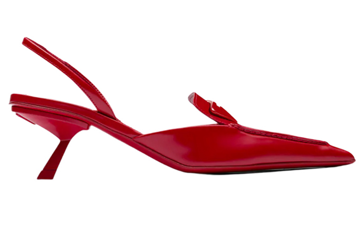 (W) Prada Brushed Leather Slingback Pumps 'Red' 圖 2