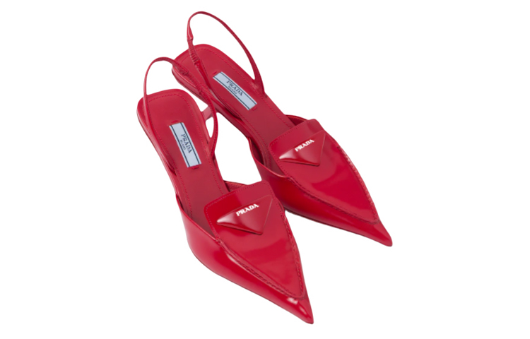 (W) Prada Brushed Leather Slingback Pumps 'Red' 圖 4