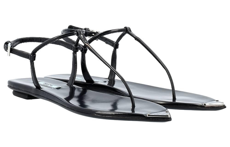 (W) Prada Calfskin Fashion Sandals 'Black' 圖 3