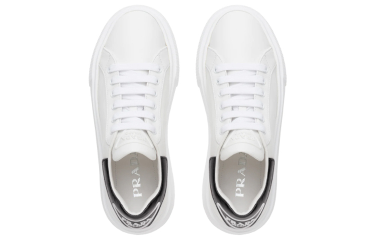 (W) Prada Calfskin Sneakers 'Black White' 圖 5