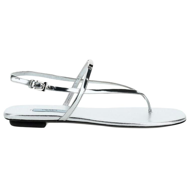 Order PRADA 普拉達 小牛皮 時尚休閒涼鞋 女款 銀色