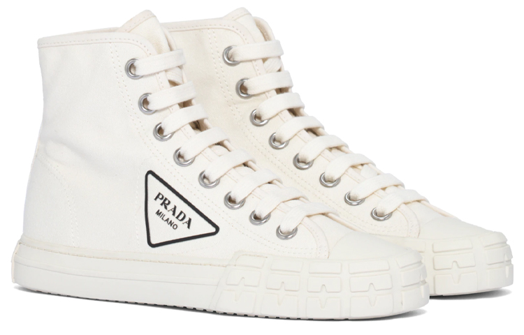 (W) Prada Canvas High-Top Sneakers 'White' 圖 2