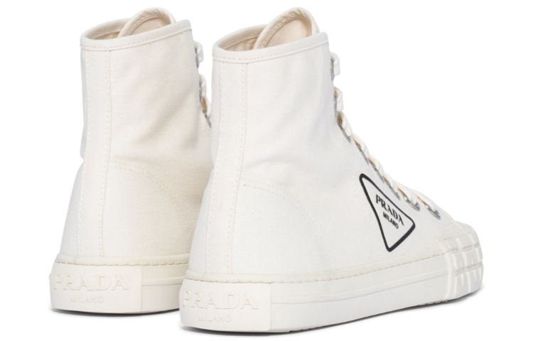 (W) Prada Canvas High-Top Sneakers 'White' 圖 3