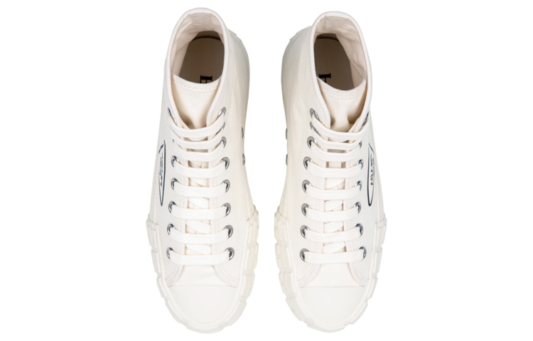 (W) Prada Canvas High-Top Sneakers 'White' 圖 4