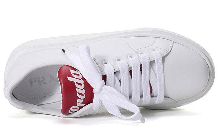 (W) Prada Leather Platform Sneakers 'White with Red Tongue' 圖 5