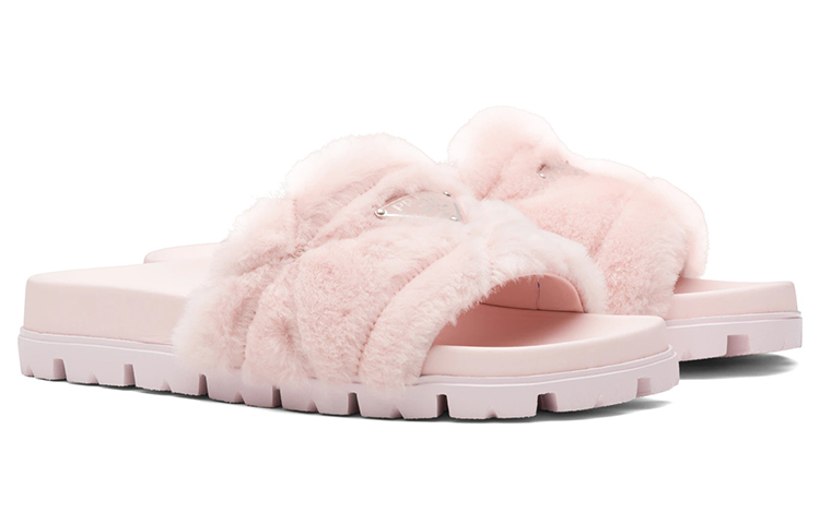 (W) Prada Casual Lamb Fur Slippers 'Orchid Pink' 圖 3