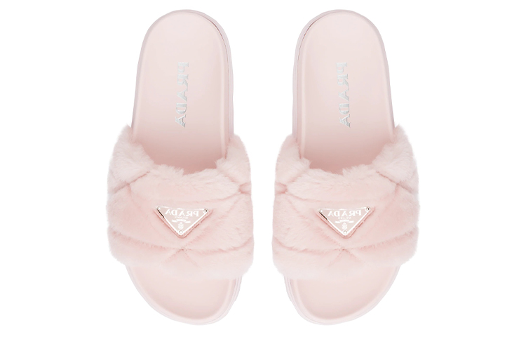 (W) Prada Casual Lamb Fur Slippers 'Orchid Pink' 圖 4