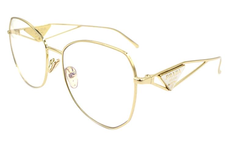 (Women) PRADA Catwalk Metal Triangle Logo Holiday Optical Glasses  Gold. SPR57Y ZVN 08N