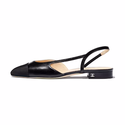 (W) Prada CHANEL Flat Shoes with Grosgrain Ribbon 'Black Lambskin'