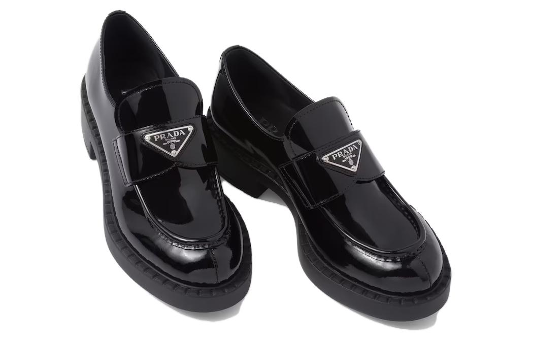 Purchase (W) Prada Loafer Cokelat 50mm Kulit Patent Hitam 1D246M-JHR-F0002-F-B050 1D246M_JHR_F0002_F_B050