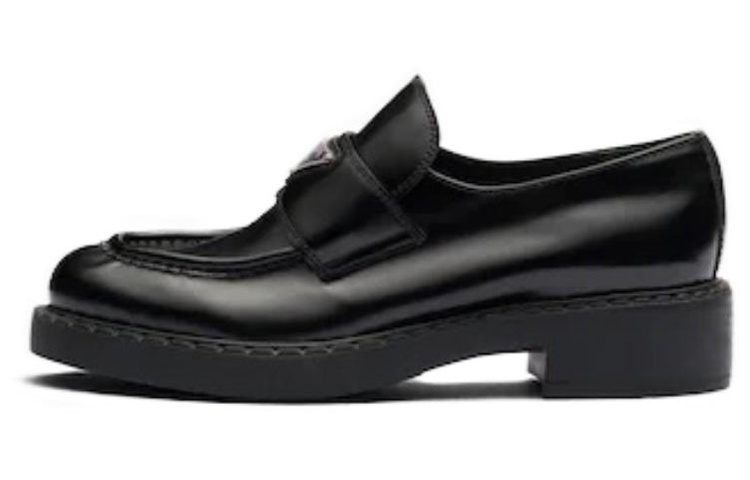 (Women) Prada Chocolate 50mm Loafer Black Brushed Leather 1D246M_ULS_F0002_F_B050