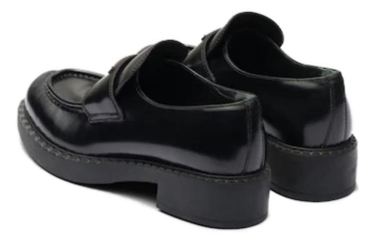 Purchase (W) Prada Mocasín Negro de Cuero Cepillado Chocolate 50mm 1D246M_ULS_F0002_F_B050
