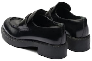 (W) 普拉达巧克力色黑色刷皮50毫米乐福鞋 1D246M_ULS_F0002_F_B050 Purchase (W) 普拉达巧克力色黑色刷皮50毫米乐福鞋 1D246M_ULS_F0002_F_B050