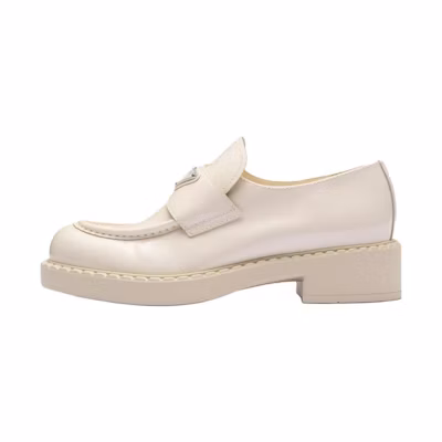 (W) Prada Chocolate Patent Leather Loafers 'Ivory'