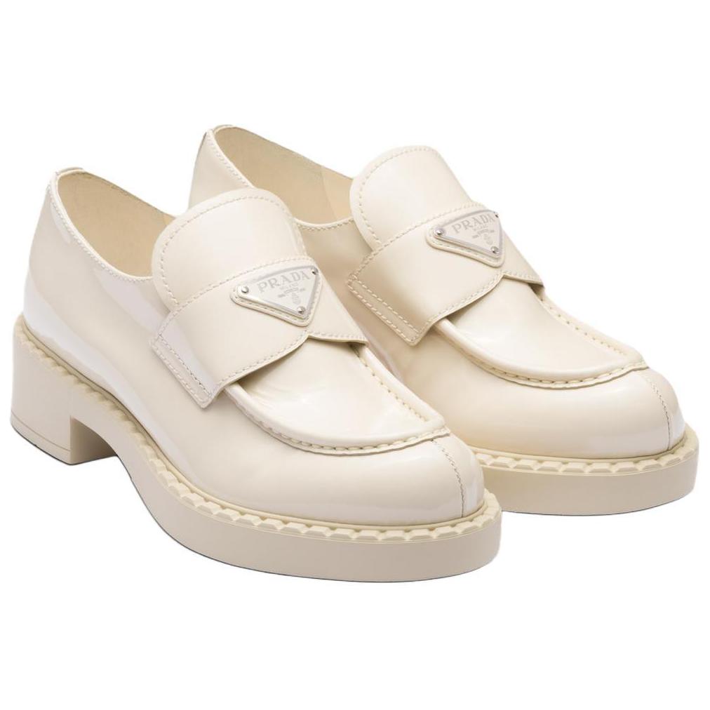 (W) Prada Chocolate Patent Leather Loafers 'Ivory' 圖 3
