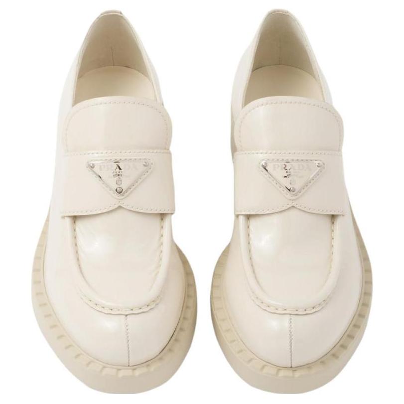 (W) Prada Chocolate Patent Leather Loafers 'Ivory' 圖 4
