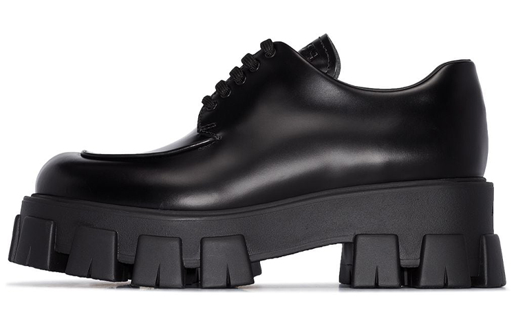 (W) Prada Chunky Leather Sneakers 'Black'