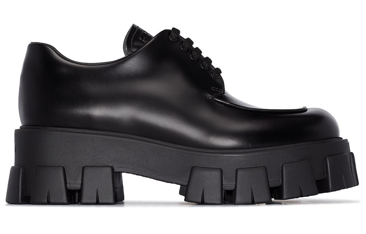 (W) Prada Chunky Leather Sneakers 'Black' 圖 2