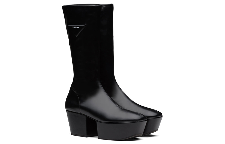 (W) Prada Chunky Sole Long Boots 'Black Leather' 圖 3