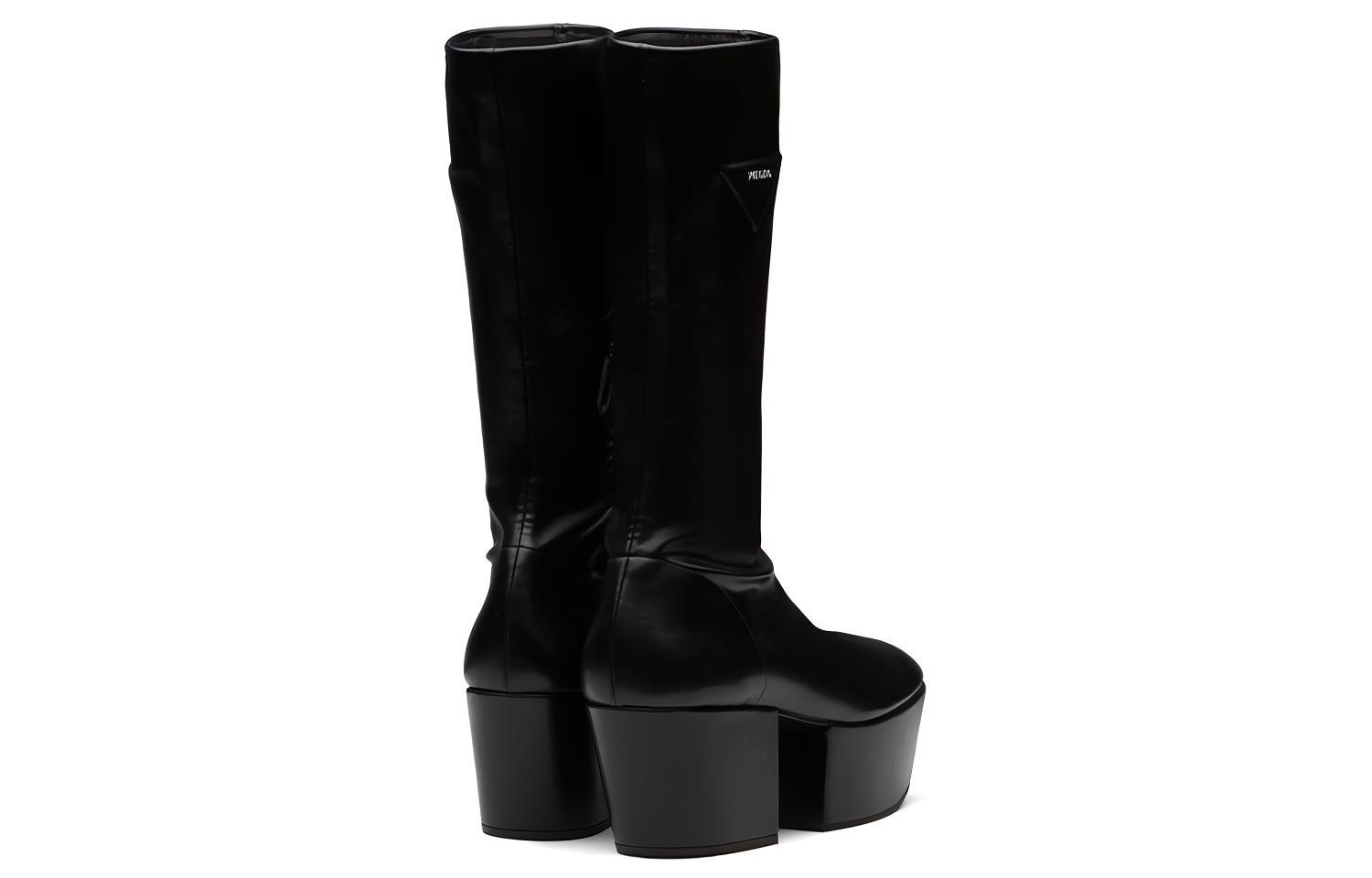 (W) Prada Chunky Sole Long Boots 'Black Leather' 圖 4