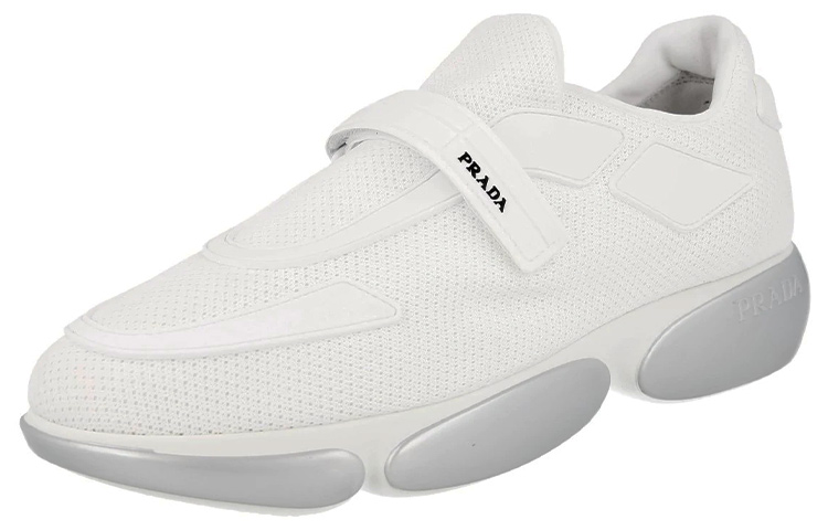 Order (W) Prada Sepatu Kulit Klasik 'Logo Putih' 1E293I_3K7I_F0J36