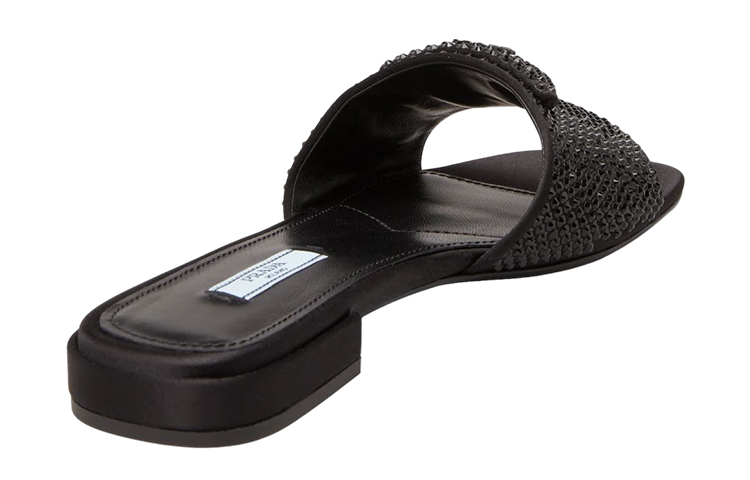 Shop (W) 普拉达水晶平底方头拖鞋 '黑色时尚' 1XX608_2AWL_F0002_F_B010