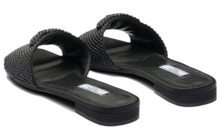 Purchase (W) 普拉达水晶平底方头拖鞋 '黑色时尚' 1XX608_2AWL_F0002_F_B010