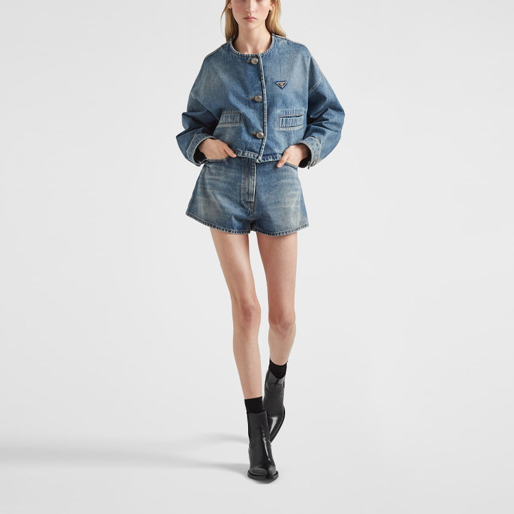 Lookbook (W) Prada 丹寧腰帶三角形標誌外套 GFB297-12O0-F0BAU-S-222