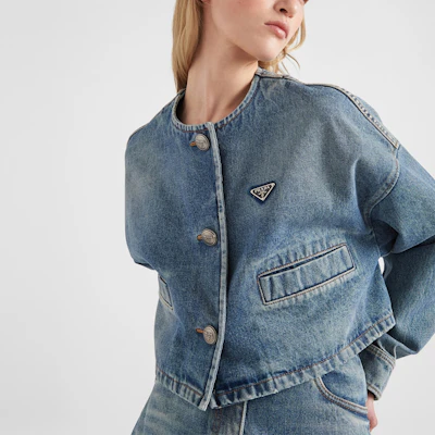 (W) Prada 丹寧腰帶三角形標誌外套 GFB297-12O0-F0BAU-S-222 Purchase (W) Prada 丹寧腰帶三角形標誌外套 GFB297-12O0-F0BAU-S-222