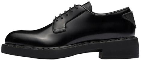 (Women) Prada Derby 50mm Shoes Black Brushed Leather 1E877M_055_F0002_F_B050 (Women) Prada Derby 50mm Shoes Black Brushed Leather 1E877M_055_F0002_F_B050