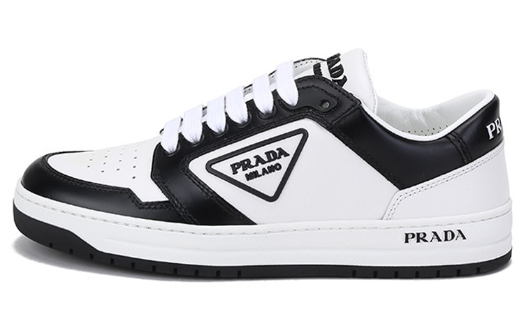 (W) Prada District Leather Sneakers 'White Black'