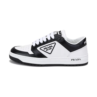 (W) Prada District Leather Sneakers 'White Black'