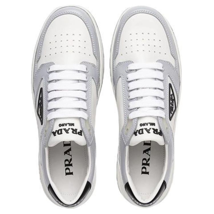 Purchase (W) 普拉达 District 白灰色皮革运动鞋 1E790M_3LJ6_F0A4C_F_030