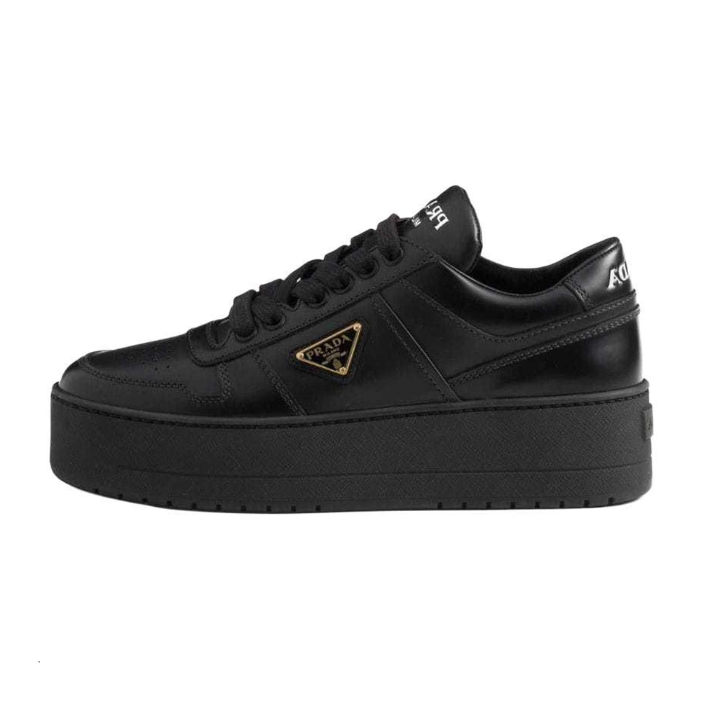 (Women) PRADA Downtown Bold Black Leather Lace-Up Platform Sneakers 1E792M_3LPF_F0002_F_050
