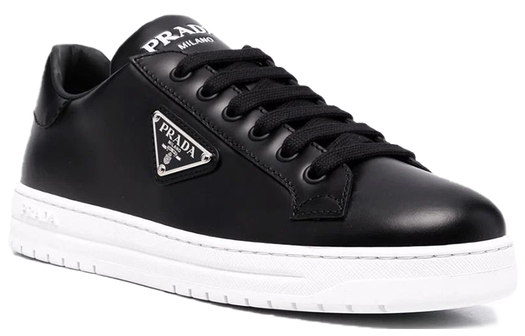 (W) Prada Downtown Brushed Leather Sneakers 'Black White' 圖 2