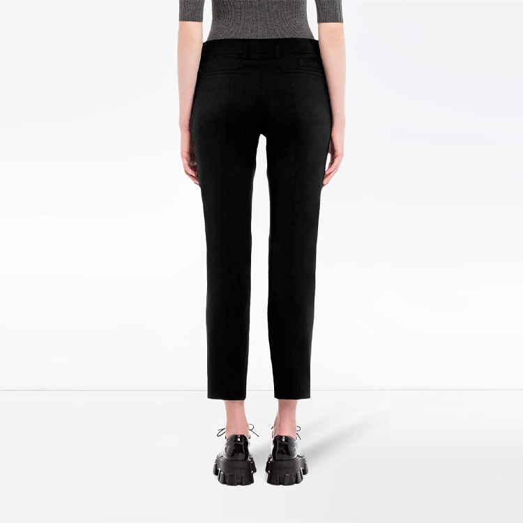 Shop (Women) PRADA Elastic Waist Cropped Casual Pants Black P2469S111F62-F0002