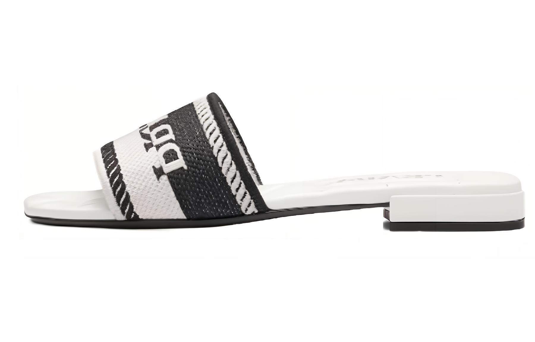 (W) Prada Embroidered Fabric Slide White 'Versatile Fashion'