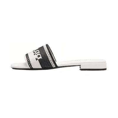 (W) Prada Embroidered Fabric Slide White 'Versatile Fashion'