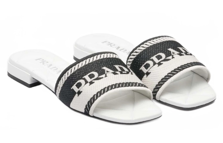 (W) Prada Embroidered Fabric Slide White 'Versatile Fashion' 圖 3